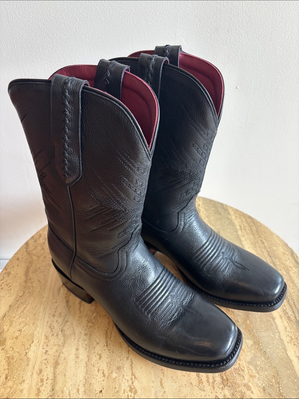 Chisos MMXXV Men's Black Western Pull-On Leather Cowboy Boots